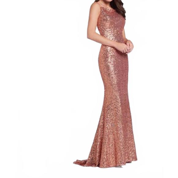 NEW ELLIE WILDE women's prom dress in copper